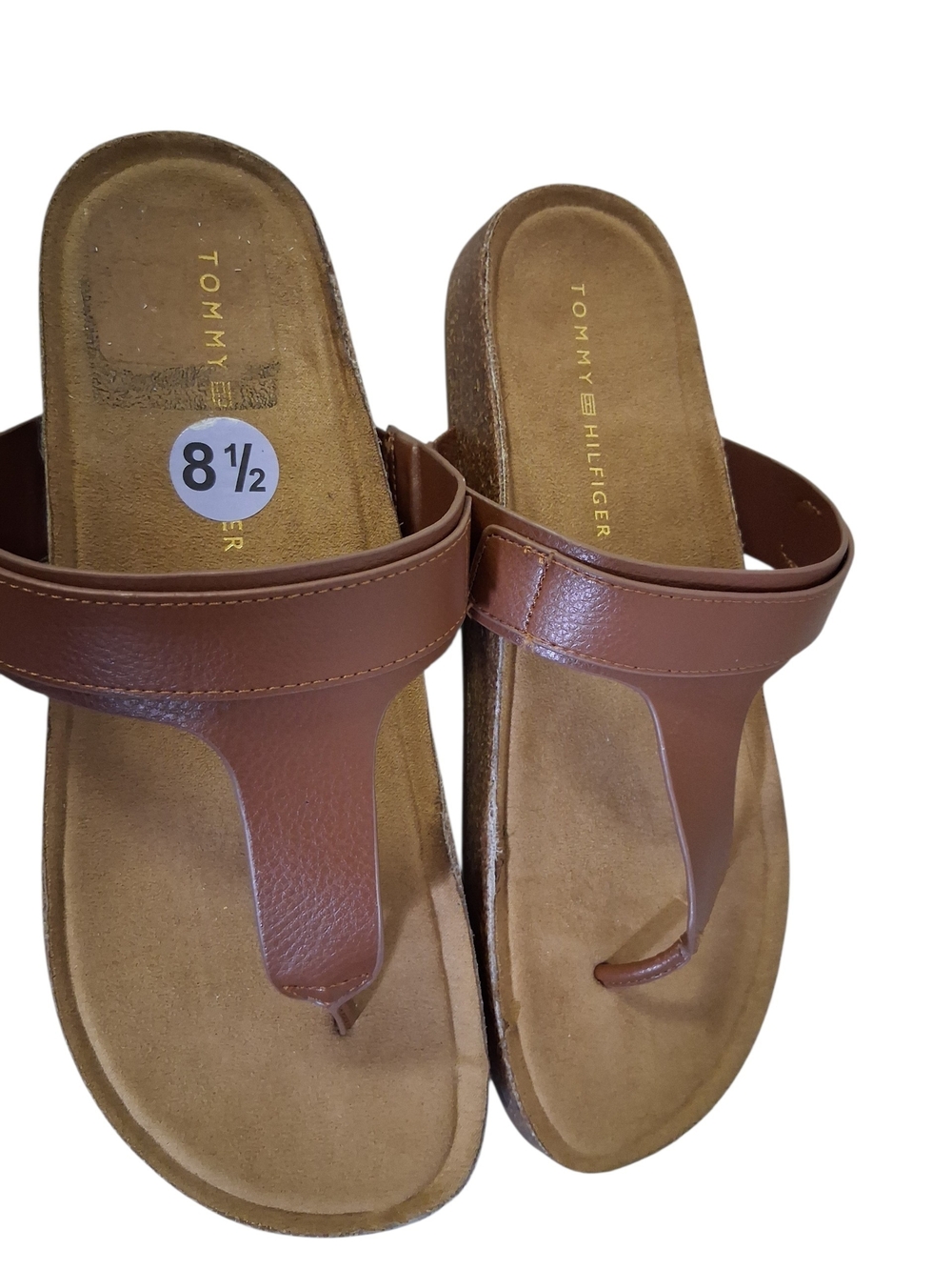 New Tommy Hilfiger Brown Leather Thong Sandals
